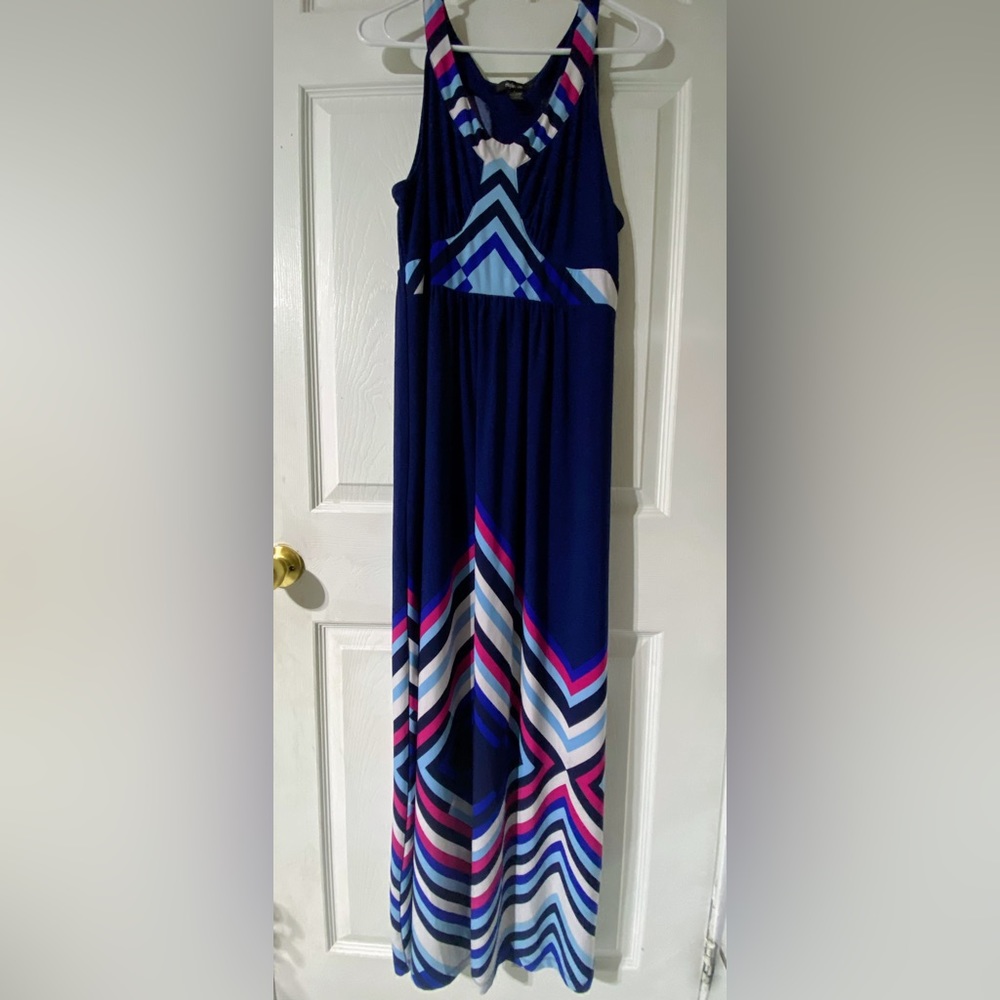 Style & Co Women’s Blue Maxi dress sleeveless Size Large NWOT On Sale Now❤️